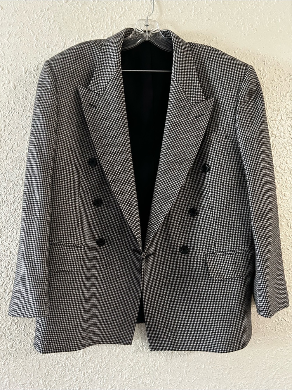 Oscar de la Renta Black & White Houndstooth Double-Breasted Blazer